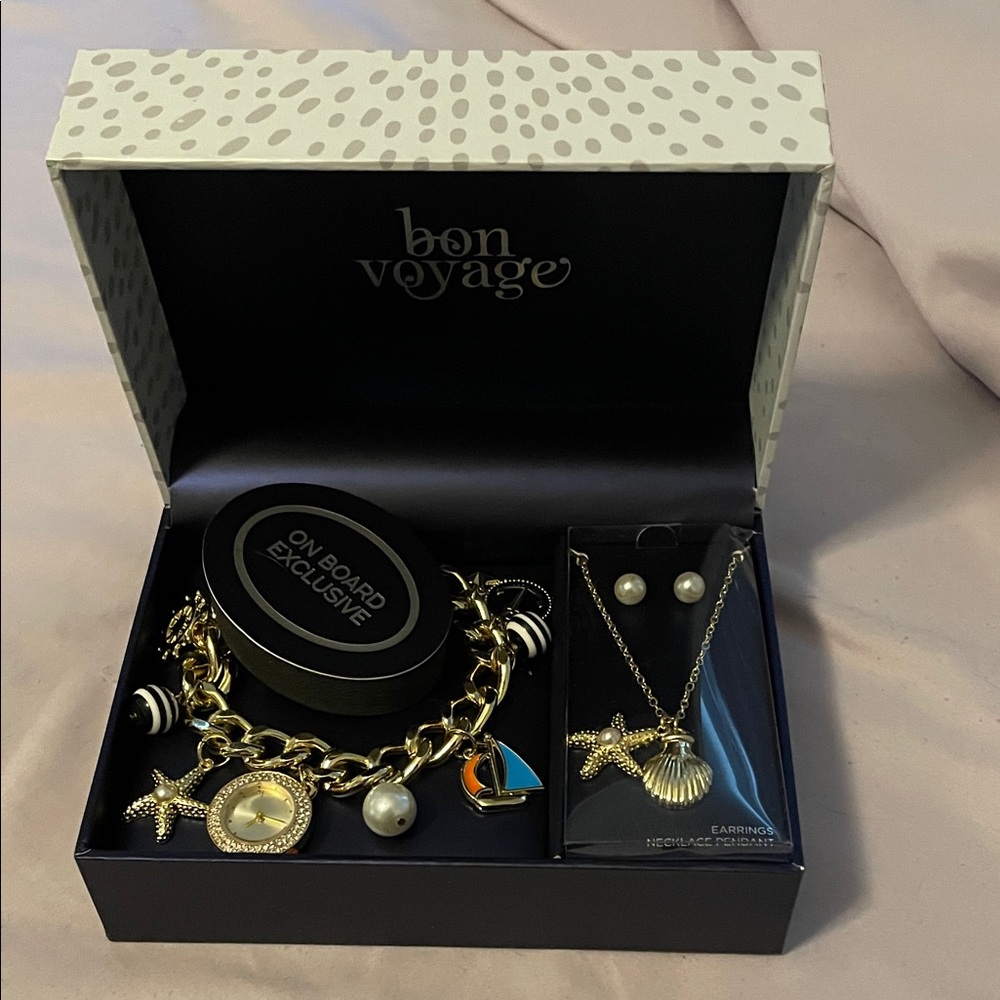 Gold and Black Women's Accessory Set